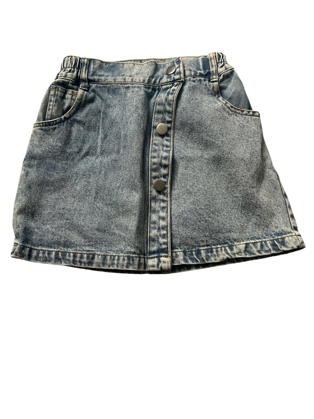Light Blue Denim Button-Front Kids Skirt